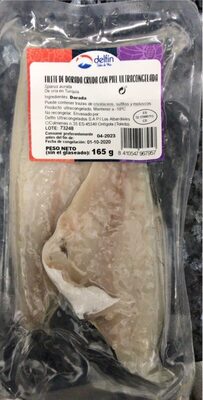 Filete de dorada cruda con piel ultracongelada front packaging