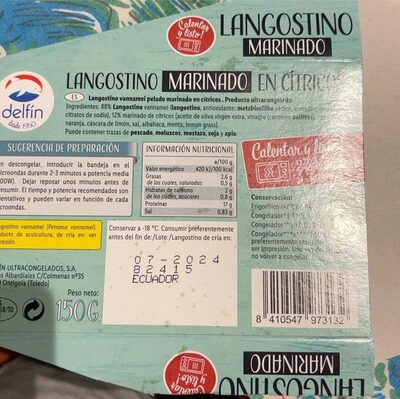 Langostino marinado front packaging