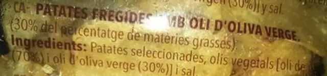 Patatas Fritas Caseras Frit Ravich 270G ingredients label