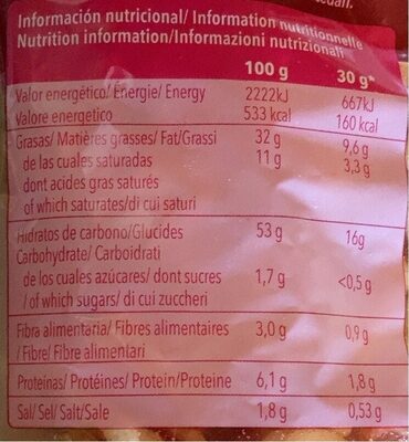Cocteleo Fantasia nutrition facts table