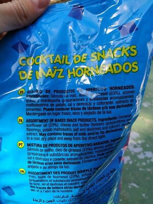 Cocktail de snacks sin gluten ingredients label