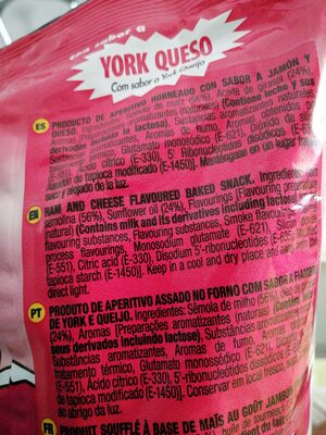 Jumpers con sabor a york queso ingredients label