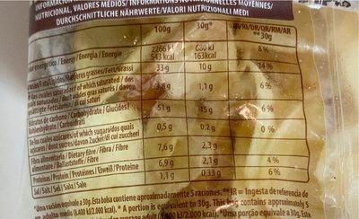 Receta original nutrition facts table