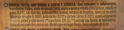 Patatas fritas sabor queso y cebolla ingredients label