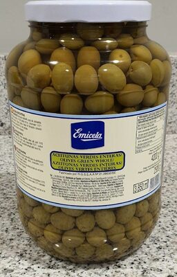 Aceituna verdes enteras front packaging