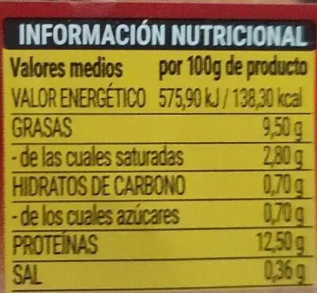 Huevos nutrition facts table