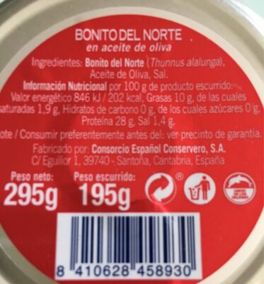 Bonito del norte en aceite de oliva