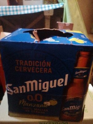 San Miguel 0,0% manzana front packaging