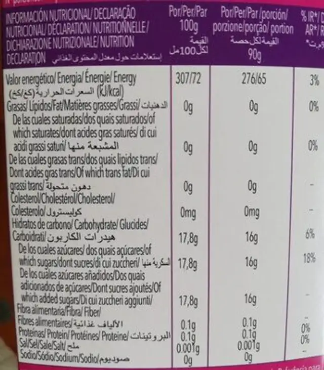 Ice tornado nutrition facts table