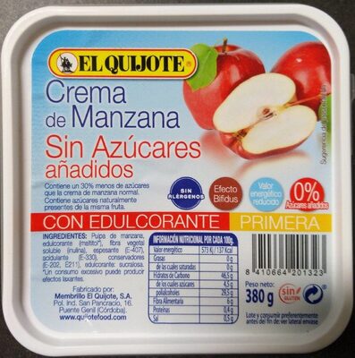 Crema de manzana sin azúcares añadidos tarrina 400 g front packaging