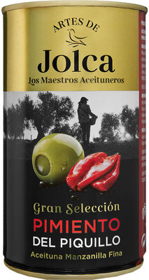 Aceitunas rellenas con pimiento del Piquillo front packaging