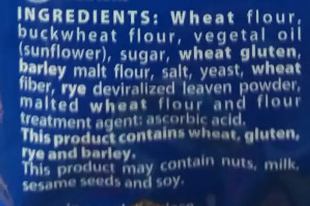 Picoteos ingredients label