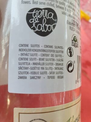 Ovación vino blanco ingredients label