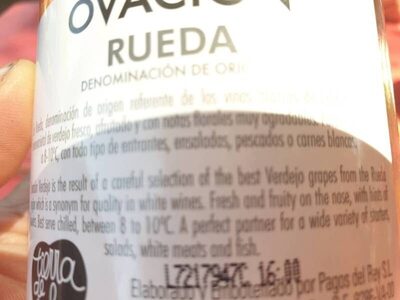 Ovación vino blanco nutrition facts table