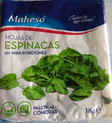 Hojas de espinacas en mini porciones