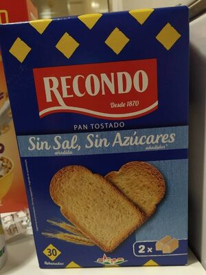 Pan Tostado sin sal añadida, sin azucares añadidos