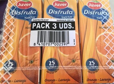 Naranja zumo juver disfruta front packaging