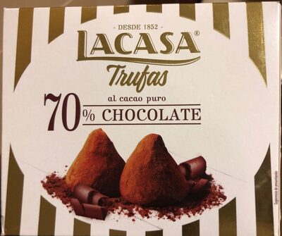 Trufas con chocolate negro front packaging