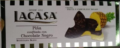 Piña confitada con chocolate negro