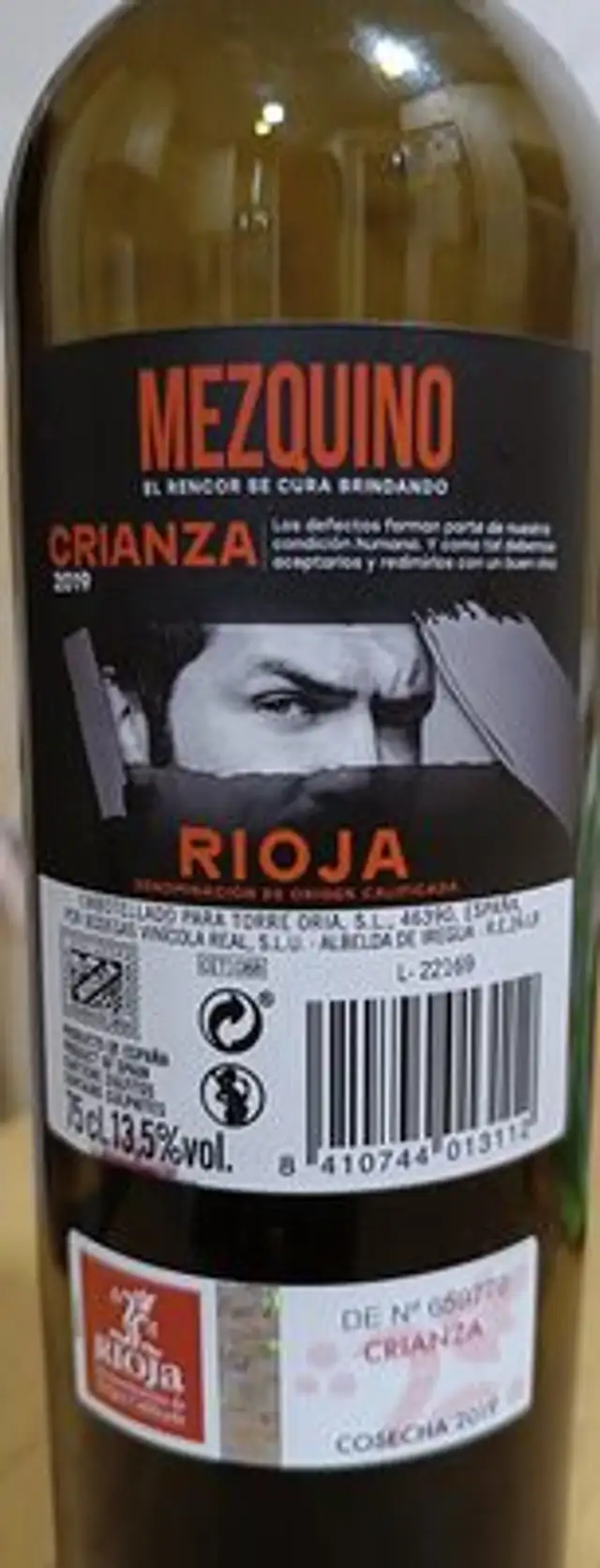 Mezquino ingredients label