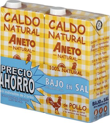 Caldo natural de pollo bajo en sal