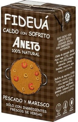 Caldo para fideuá de pescado y marisco con sofrito