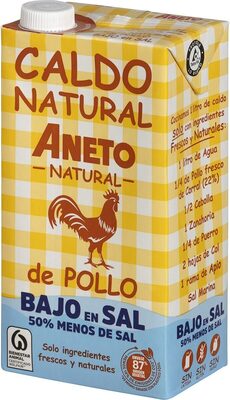 Caldo natural de pollo bajo en sal front packaging