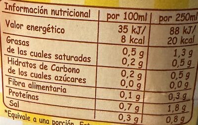 Caldo natural de pollo bajo en sal nutrition facts table