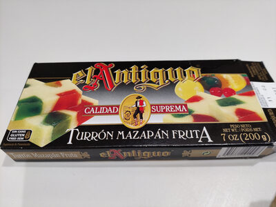 Turrón mazapán fruta front packaging