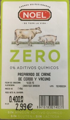 Preparado de carne de cerdo y vacuno