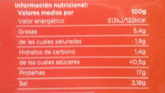 Jamón cocido extra nutrition facts table