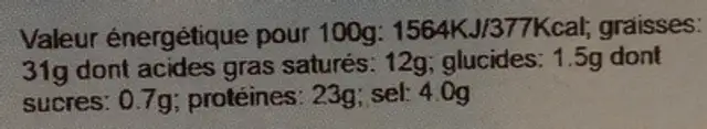 Chorizo doux nutrition facts table