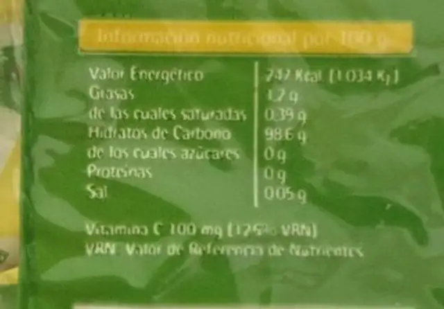 Flashmints nutrition facts table