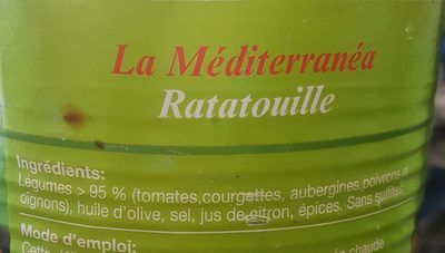 Ratatouille ingredients label