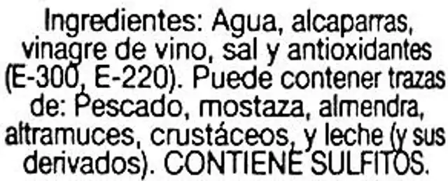 Alcaparras ingredients label