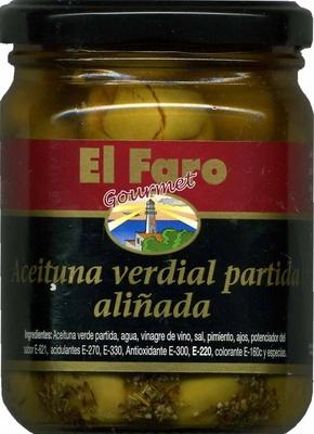 Aceituna verdial partida aliñada