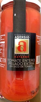Tomate entero pelado extra front packaging
