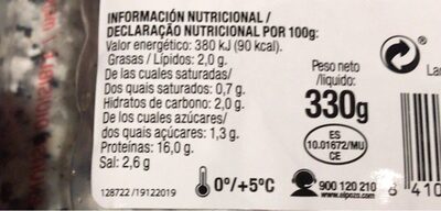 Lomo adobado al horno nutrition facts table