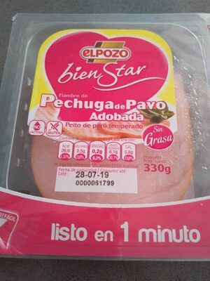 Pechuga de pavo adobada sin gluten y sin lactosa bipack
