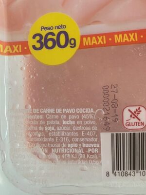 Pavo sandwich nutrition facts table