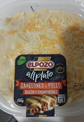 Canelones de pollo bacon y champiñones