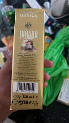 Café molido natural ingredients label