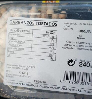 Garbanzos front packaging
