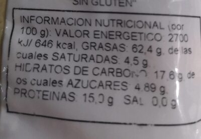 Avellana nutrition facts table