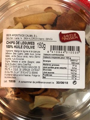Chips de legumes front packaging