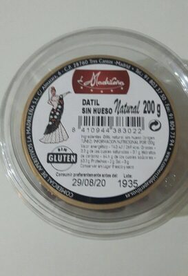 Datil sin hueso natural front packaging