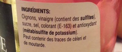 Cebollitas rojas frasco 180 g ingredients label