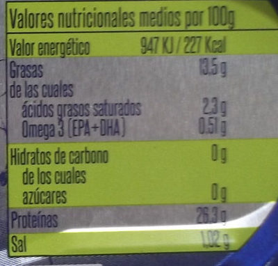 Bonito del norte en aceite de oliva nutrition facts table