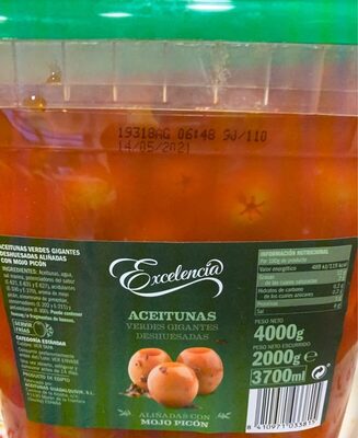 Aceitunas verdes gigantes front packaging