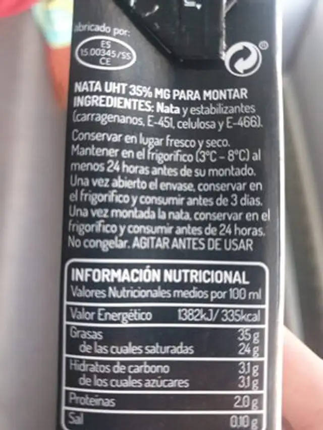 NATA para montar ingredients label